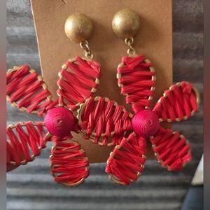 Red Floral Earrings